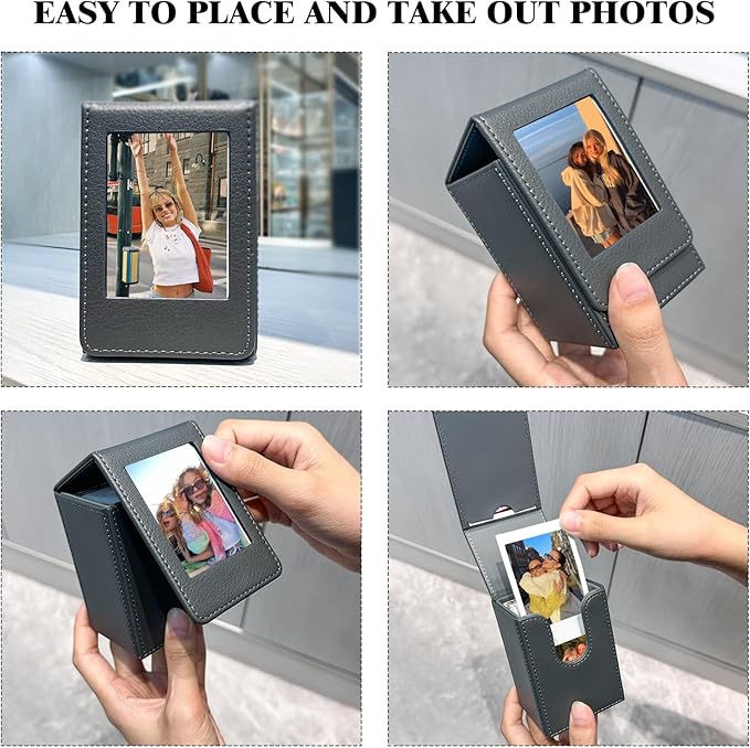 WOGOZAN Mini Picture Holder Case for Fujifilm Instax Mini 12/11/99/90/EVO Camera 2.15x3.4 Inches Film Accessories Photo Pouch Protection Case Can Hold 50+ Films (Dark Grey)