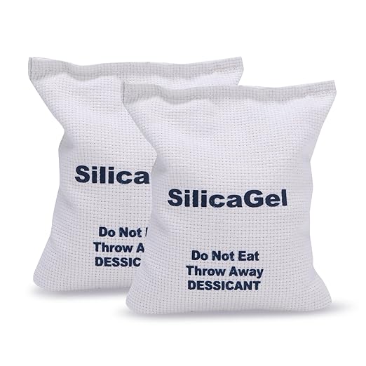 2 x 500 Gram [2.2 lbs] Large Silica Gel Packets,Rechargeable Silica Desiccant Packs, Moisture Absorbers for Moisture Control, Desiccant Dehumidifier for Storage Safe