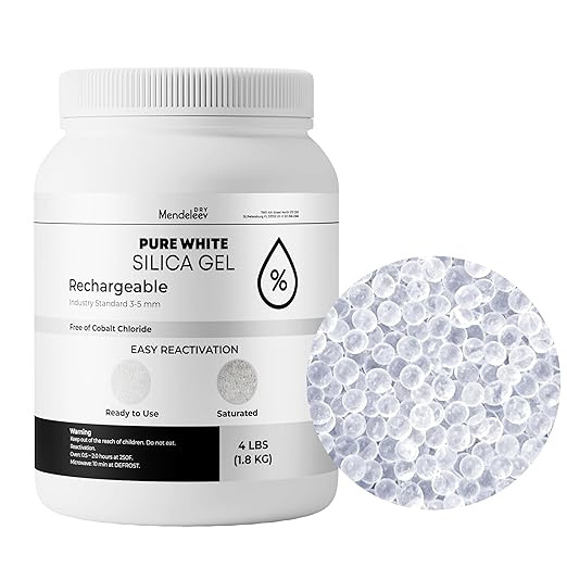 4 LB White Silica Desiccant Beads - Indicating Silica Gel Beads Drying Silica Beads Reusable Silica Gel Desiccant Dehumidifier