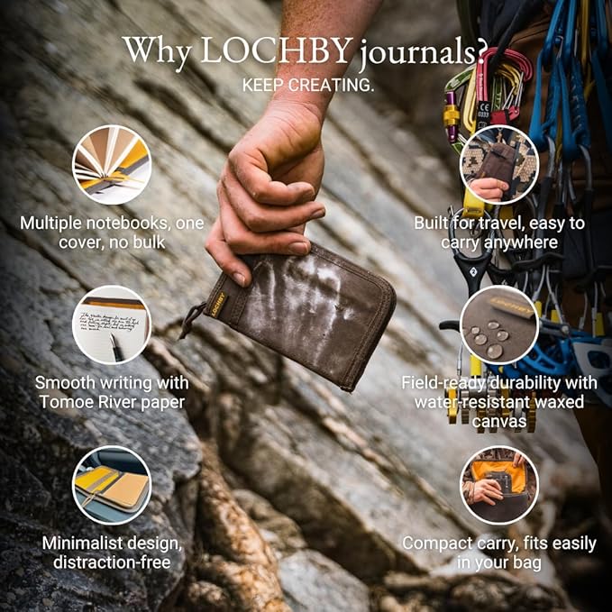 LOCHBY® Pocket Journal | Tomoe River 3.5" x 5.5" Notebook | Waxed Canvas | Ideal for Travelers & Daily Use, Fits Field Notes, Moleskine Cahier
