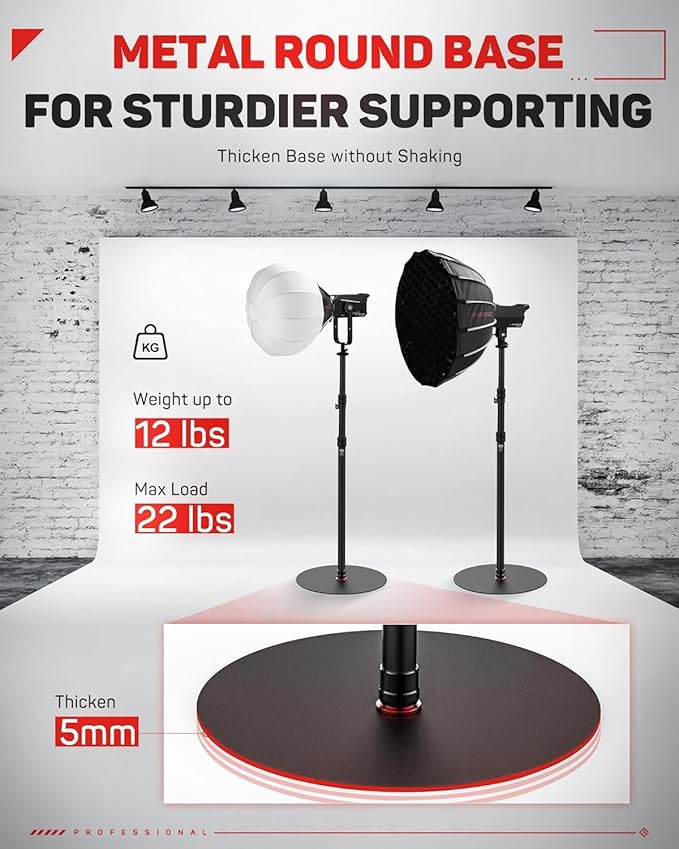 IFOOTAGE RB-A400 Round Base Light Stand Monopod, 79" Tripod Monopod for Cameras, Lights, Webcam, Live Streaming, Vlogging, Payload 22LBS(2 Pack)