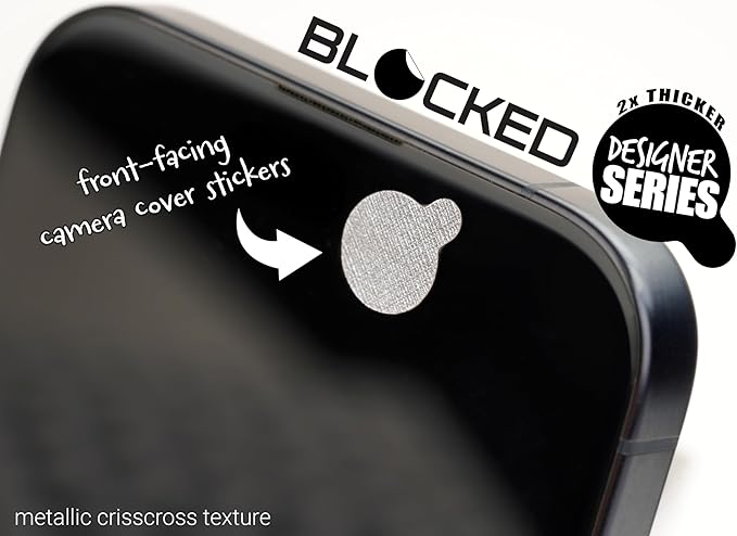 Webcam/Camera Vinyl Covers | 57 Tabbed Low-Tack Restickable Webcam Stickers | 3-Sizes | Metallic Crisscross Textured 57-Pack Tabbed