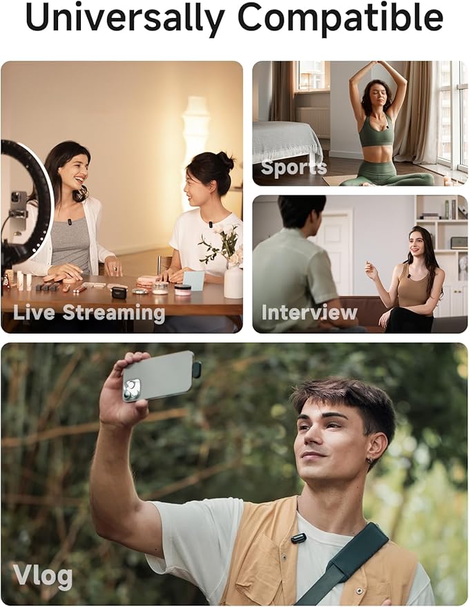 MAONO WAVE T1 Mini Wireless Lavalier Microphone for iPhone Android Tablet PC with Noise Cancellation, AI Voice Filter, 30H Used with Charging Case, USB-C/Lightning Plug for Video Recording Vlog TikTok
