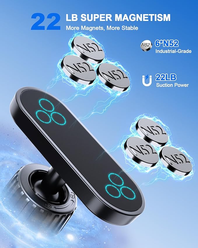 UBeesize Gym Magnetic Phone Holder, 1-Sec Install 360° Adjustable Ball Joint and Durable Base, Universal Magnetic Phone Mount with Smartphones Works on Any Surface (Metal Plate Included)