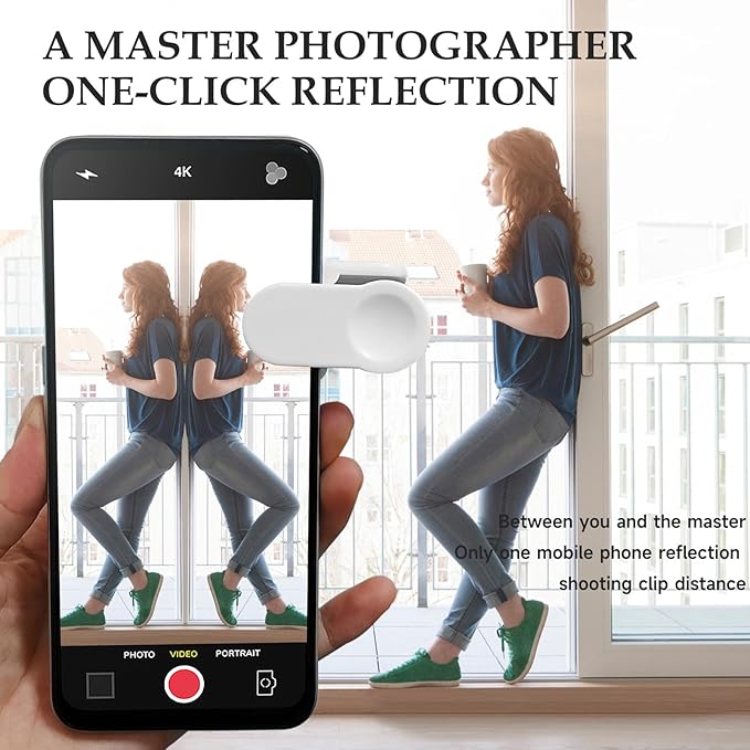 WOWNOVA Clip Reflection Mirror for Phone Back Camera, Shoot The Sky Lake Water Portrait Reflection, Smartphone Camera Mirror Reflection Clip Kit, Selfie Mirror Clip Reflection Mirror