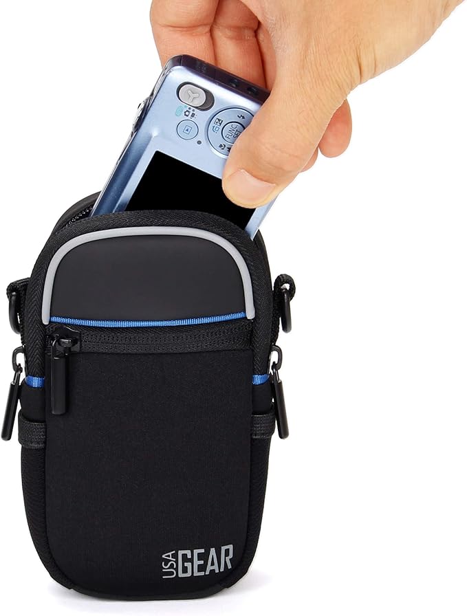 USA Gear Compact Camera Case Point & Shoot Camera Bag with Accessory Pockets, Rain Cover & Shoulder Strap Works W/Sony CyberShot, Canon PowerShot ELPH, Nikon COOLPIX, Olympus & More