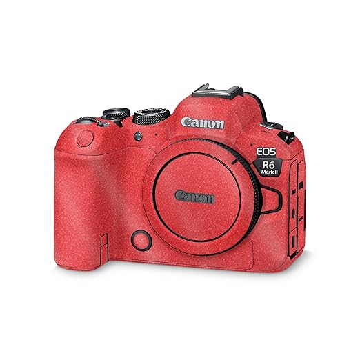Glossy Glitter Camera Skin Compatible with Canon EOS R6 Mark II Camera (2022) - Solid Red - Premium 3M Vinyl Protective Wrap Decal Cover - Easy to Apply | Crafted in The USA by MightySkins