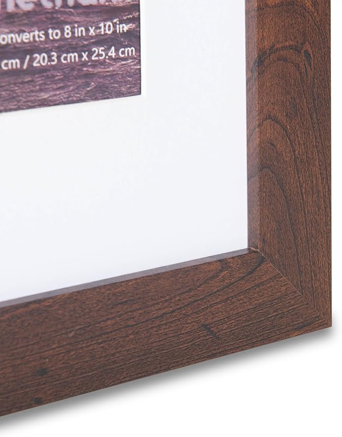 kennethan 11x14 Picture Frame Dark Brown 1 Pcs in 1 set Wooden Frame can Display 8x10 Picture with Mat or 11x14 Without Mat on the Wall for home decoration，holiday gift