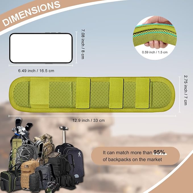 ZINZ 2-Pack Universal Shoulder Pad with Ultra Thick Cushion for Bag Luggage Bag Crossbody, Plus Long & Anti-Slip & Breathable,Army Green