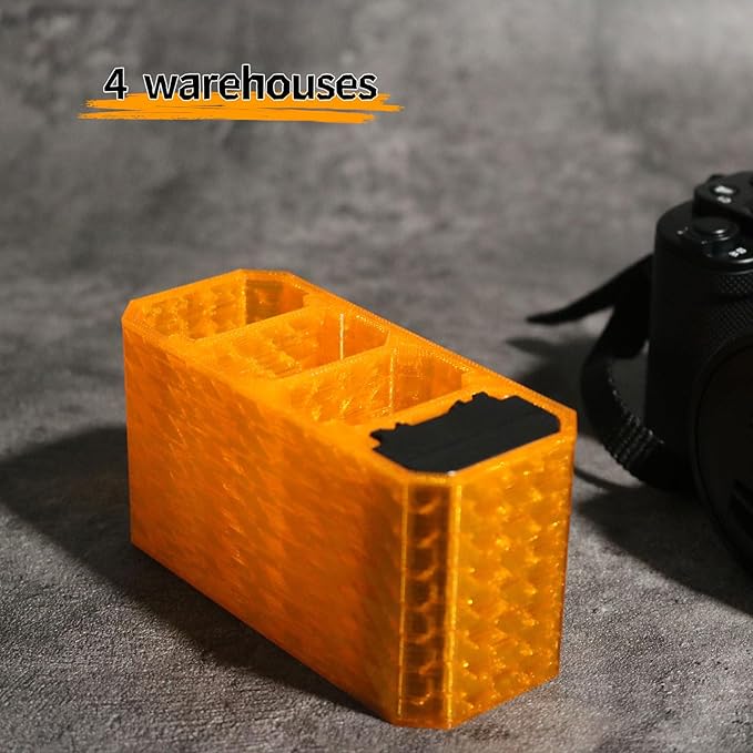 LingoFoto 2PCS Camera Battery Storage Soft Case with 4 Warehouses for Sony NP-FZ100 Camera Battery Protective Pack Case Holder (Orange,Horizontal Arrangement of Four Warehouses)