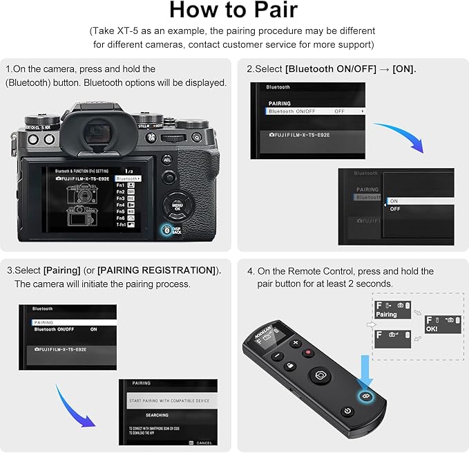 for Fujifilm Rechargeable Camera Remote Control Wireless Shutter Release Compatiable with Fuji X-T30 II, X-S10, X100VI, X-H2S, X-H2, X-T5, X-T4, X-T3, X-S20, X-T50, X-T30, X-M5, X-E5, X Half(Black)