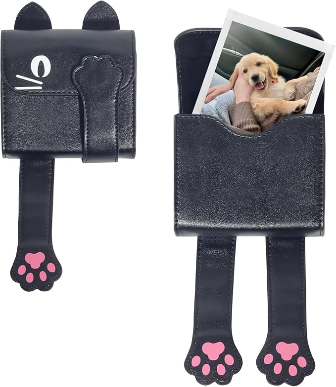 WOGOZAN Square Album for Fujifilm Instax Square/SQ1/SQ40/SQ6/SQ10/SQ20/SP-3 Instant Camera 2.9x3.4 Inch Films for Instax Square Film, SQ Photo Pouch Bag with PU Leather Material (Black Kitten)