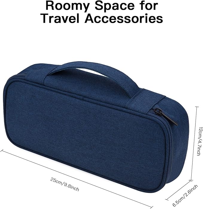 Electronics Organizer Travel Case, Carrying Pouch Bag for Travel Essentials, for Cable, Charging Cord (Navy Blue)