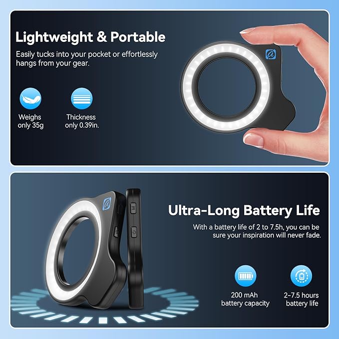 Upgraded Professional Macro Lens for Smartphone with Ring Light, HB100U Macro Photography Lens, Aluminum Phone Camera Lens Kit with Universal Clip. Phone Lens Attachment Fit for iPhone/Android Phone