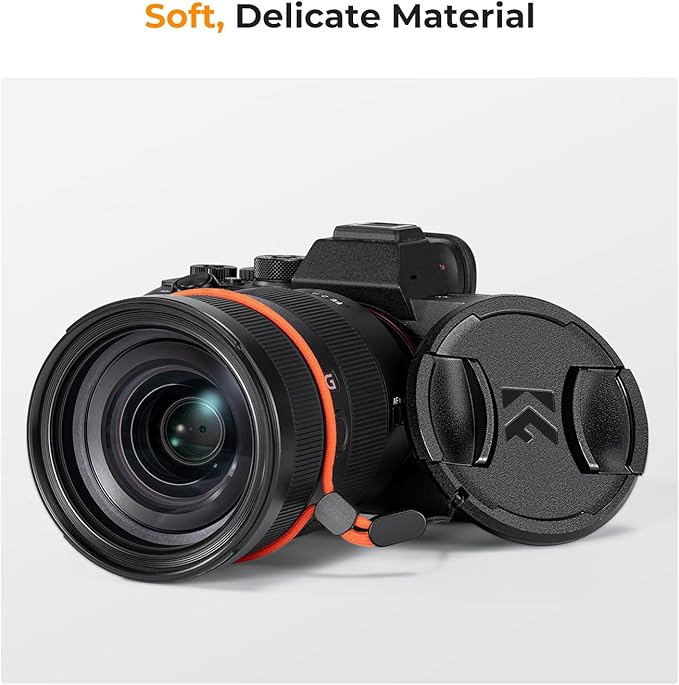 K&F Concept 46mm Lens Cap Cover, 4-in-1 Center Pinch Lens Cover + Anti-Loss Keeper Leash + Microfiber Cleaning Cloth Kits Compatible with Canon, Sony, Fujifilm Camera Lenses