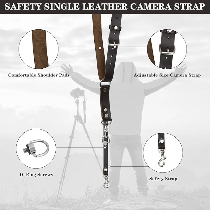 Bebaimis Single Camera Harness Strap for 1 Camera,Leather Camera Strap for Photographers,Leather Camera Harness Gear DSLR/SLR