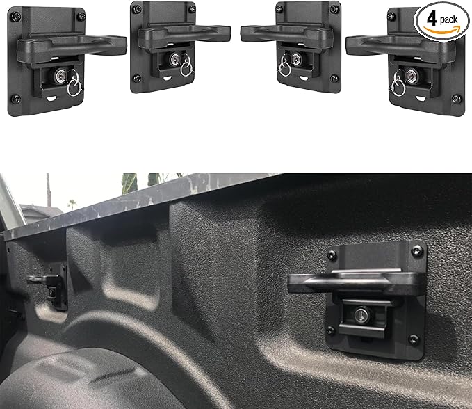 4Pcs Truck Bed Tie Down Anchors Boxlink Cleats & Plates Compatible with Ford F150 F250 F350 & Raptor 2015-2024 2025