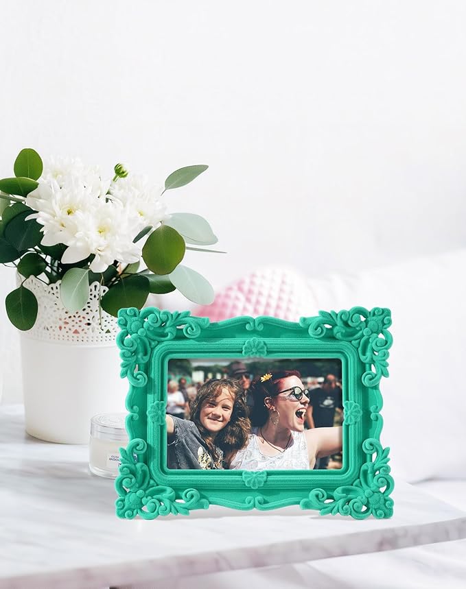 Pink Picture Frame 5x7 for Portraits Wedding Photos, Small Cute Decorative Frame with Stand for Cozy Home Decor, Unique Gift for Housewarming Birthday Baby Shower Graduation (Green)
