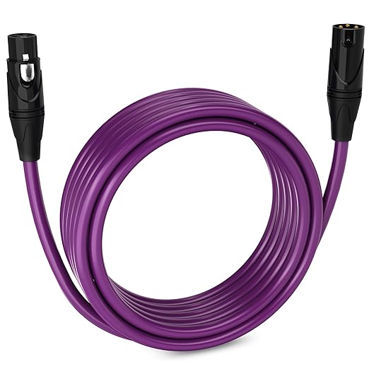 LyxPro 20 Feet XLR Microphone Cable Balanced Male to Female 3 Pin Mic Cord for Powered Speakers Audio Interface Professional Pro Audio Performance and Recording Devices - Purple