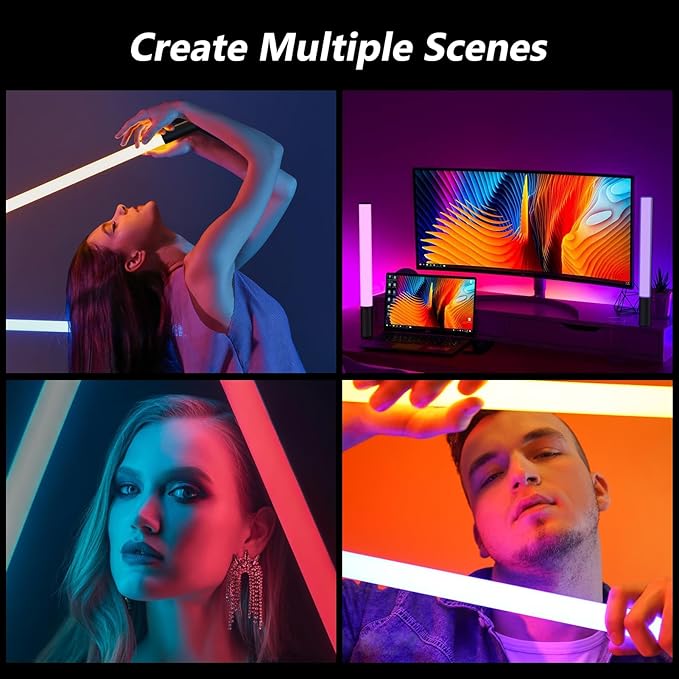 Handheld RGB Studio Tube Light with 1000 Lumens & Rechargeable 2600mAh Battery & Adjustable Brightness & Color, LED Light Stick for Photography, Video, Gaming