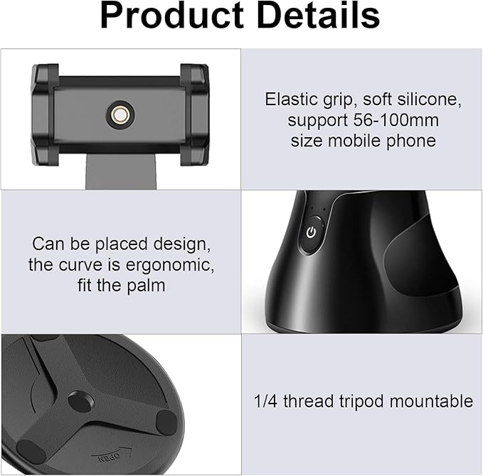 Gimbal Stabilizer for Smartphone Tracking Tripod with AI Tracking 360 Rotation Auto Face Tracking for Vlog,YouTube,TikTok,Video Recording
