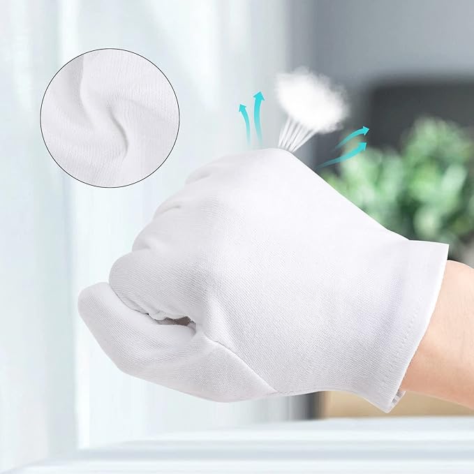 ENPOINT 5 Pairs Archival Photo Gloves, White Small Work Gloves For Handling Art Working Photography Men & Womens Cloth Gloves Liners Bulk for Handling Jewelry, Film, Photo, Coin Metal Inspection