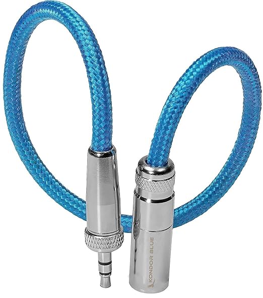 KONDOR BLUE | 12 Inch Mini XLR (TA3) 3-Pin to 3.5mm Locking TRS Adapter Cable | Screw Lock Mini Plug for Lavalier Mics and Wireless Receivers, Braided On-Rig Audio | Blue