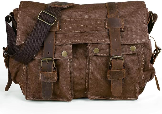 Men's Lightweight Vintage Waterproof Canvas DSLR SLR Shockproof Camera Shoulder Messenger Bag Sling Bag