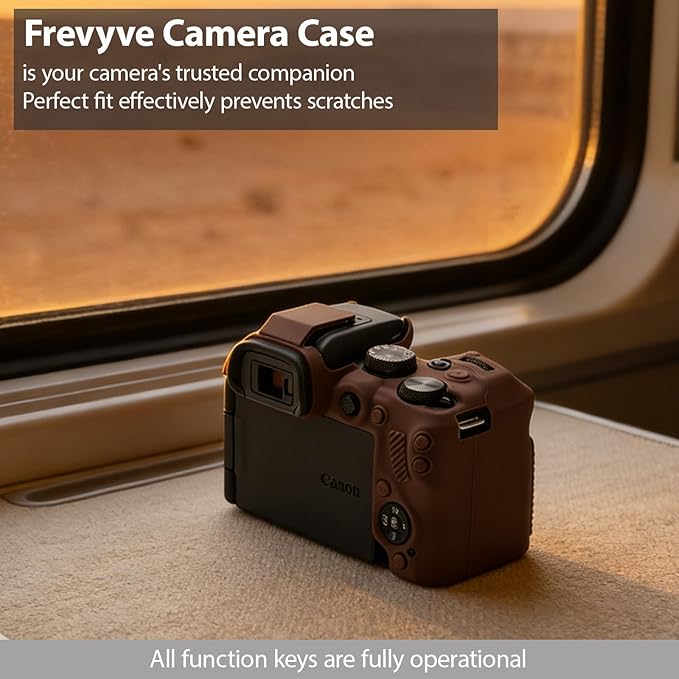 Frevyve Case for Canon EOS R10 Mirrorless Camera, Skin, Anti-Scratch, Lightweight Sleeve, Soft Silicone Rubber Protective Case Cover for Canon EOS R10 Accessories (Brown)
