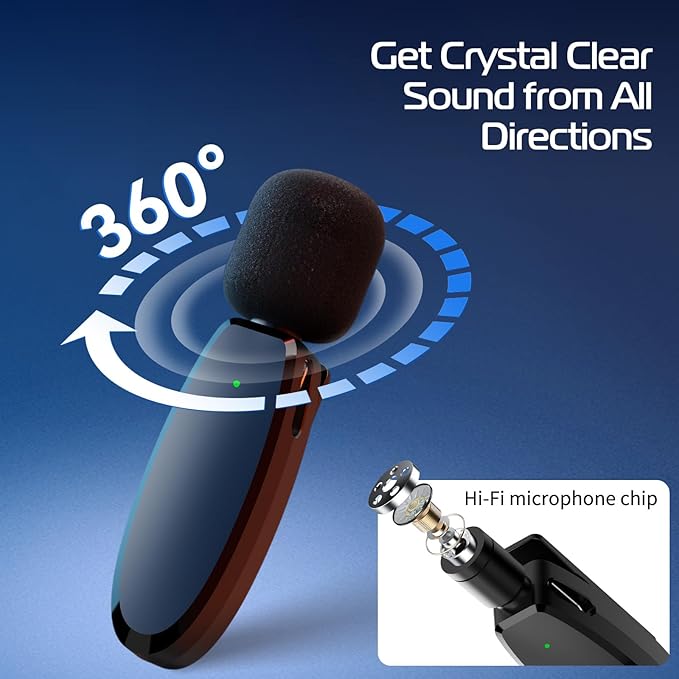 ULANZI V6 Wireless Lavalier Microphone for iPhone iPad Android Camera, 3-in-1 Plug-Play Mic for Phone Video Recording Interview Youtubers Vloggers, 164ft Transmission Range
