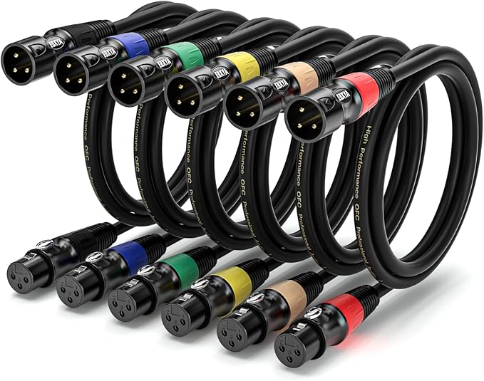EBXYA 3ft 6 Pack XLR Cables - Male to Female Microphone Cable with Balanced Shielded Speaker Cable