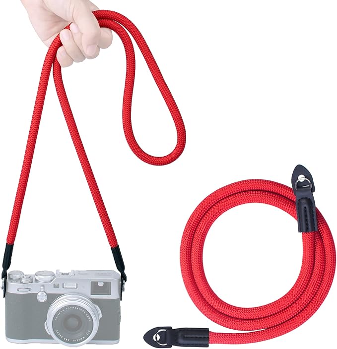 Camera Strap,Climbing Rope Camera Strap for DSLR SLR Mirrorless Camera Neck Shoulder Strap 120cm Red