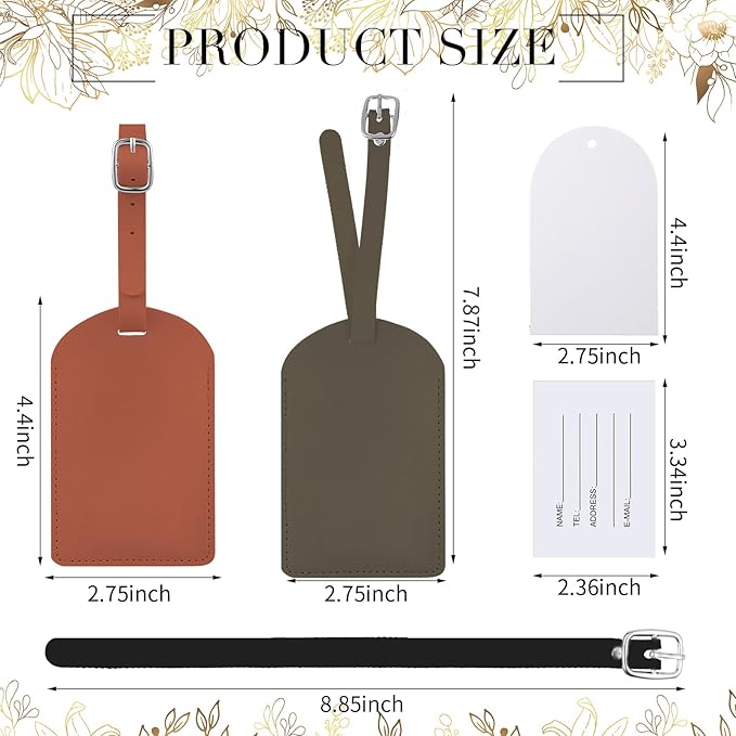 Amylove 48 Sets Leather Luggage Tags Bulk Wedding Favors Luggage Tags for Guests Bridal Gifts Wedding Bridal Shower Gift PU Leather with Name ID Card Tag for Guests