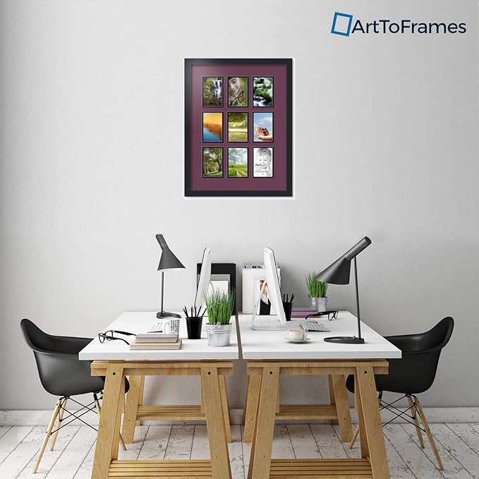 Art to Frames Double-Multimat-1047-815/89-FRBW26079 Collage Photo Frame Double Mat with 9-4x6 Openings and Satin Black Frame