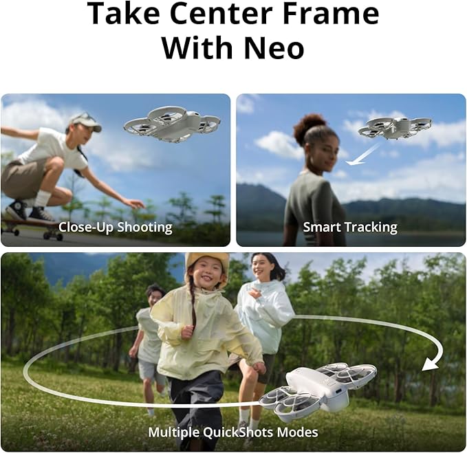 DJI Neo Three-Battery Combo, Mini Drone 4K UHD Camera for Adults, 135g Self Flying Drone That Follows You, Palm Takeoff, Subject Tracking, QuickShots, Stabilized Video (Controller-Free), Gray
