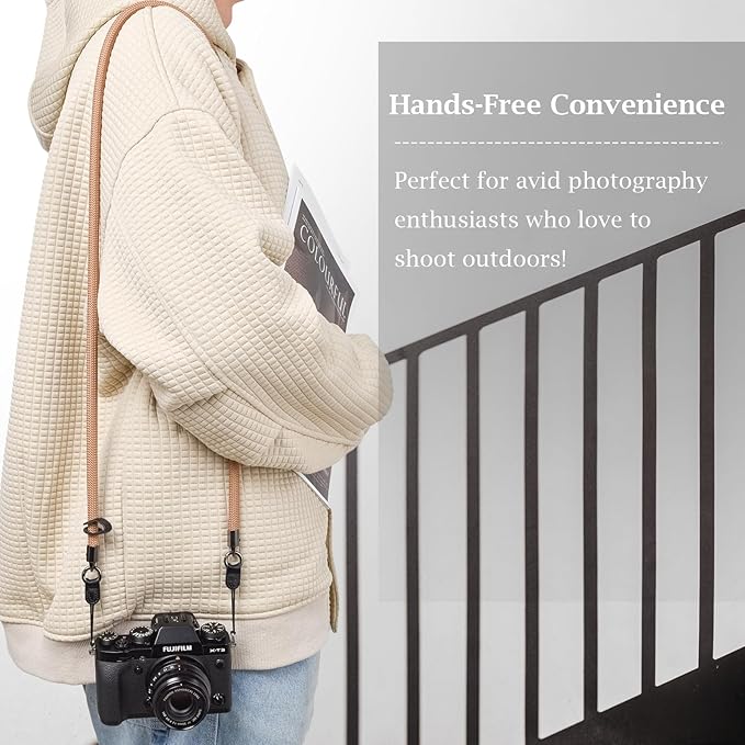 VOVMOEYA Camera Strap Rope,Camera Neck Strap Shoulder Strap for Fujifilm X100VI X100V XS20 XT5 for A6000 A6100 A6400 A6700 A7IV for Canon EOS R6 R10 for Nikon Zf Z5 Z30 - Khaki