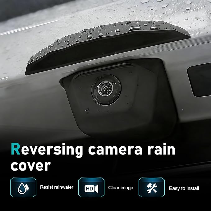 WZP Car Rear View Camera Protection, Silicone Backup Camera Rain Shield, Grooved Wider Anti-Rain Cover for Vehicle Surveillance Cameras, Universally Rain Accessories for Most Cars (Black)