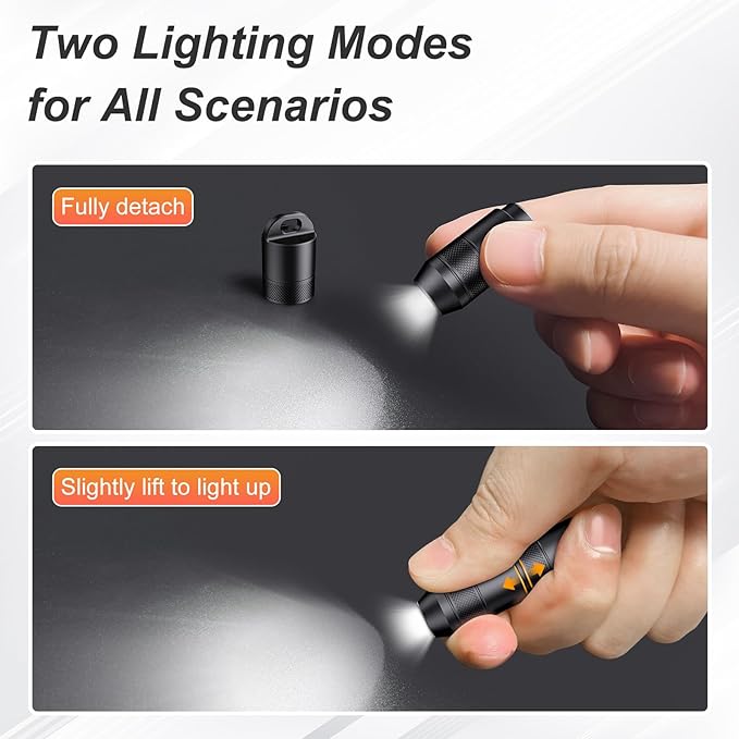 EDC Mini Flashlights High Lumens LED Pocket Keychain Magnetic Activation Flashlight Type-C Rechargeable Small Flashlight Long Battery Life & Long Illumination Distance (1, Black)