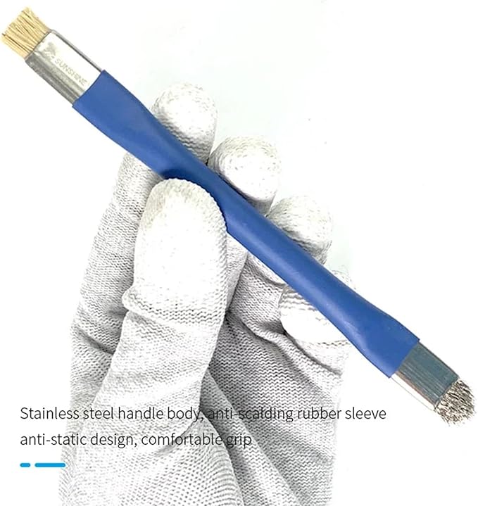 DIYPHONE 2Pcs Double Head ESD Safe Brush, Anti-Static Phone Motherboard PCB Cleaning Brush for Mobile Phone PC Repair Electronic Components Circuit Board IC Clean Remove Glue Tools,Blue