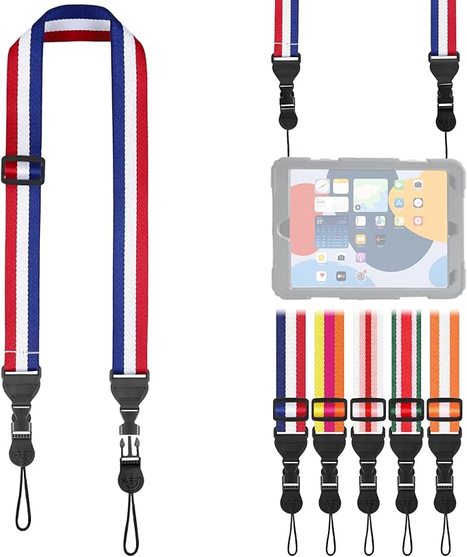 Adjustable Shoulder Strap, Comfortable for Camera Neck Lanyard iPad Strap iPad Strap for iPad, Camera, Binocular, Crossbody, Tablet, Laptop, Binocular, Luggage Bag(Blue, White & Red A10)