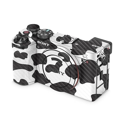 Carbon Fiber Camera Skin Compatible with Sony Alpha 7CR Camera (2023) - Cow Print - Premium 3M Vinyl Protective Wrap Decal Cover - Easy to Apply | Crafted in The USA by MightySkins