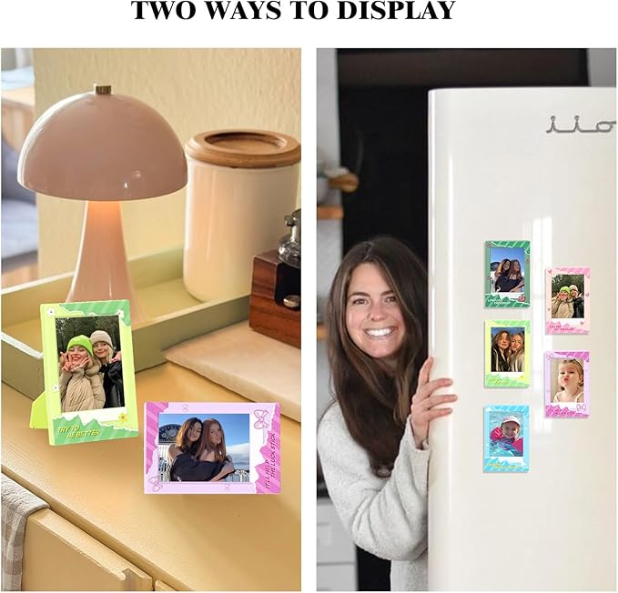 CAIYOULE Mini 3" Picture Frame for Fujifilm Instax Mini 41/12/11/EVO/SE/9/8/7+/99 Film Photo and Polaroid 3.4x2.2 Photo Frame Wallet Size Photo Refrigerator Tabletop Display Use, 10 Pack Colorful