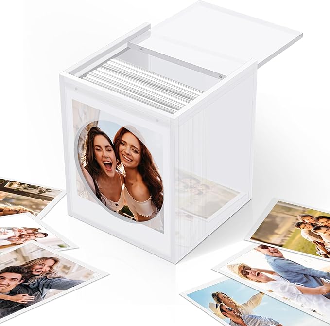 DARCKLE Mini Polaroid Frame & Photo Storage Box,4.2’’x3.5’’ Instax Frame,With magnetic sliding cover for Polaroid i-Type/600/SX-70 Film/Instax Mini Film,Wedding Guest Book Alternative