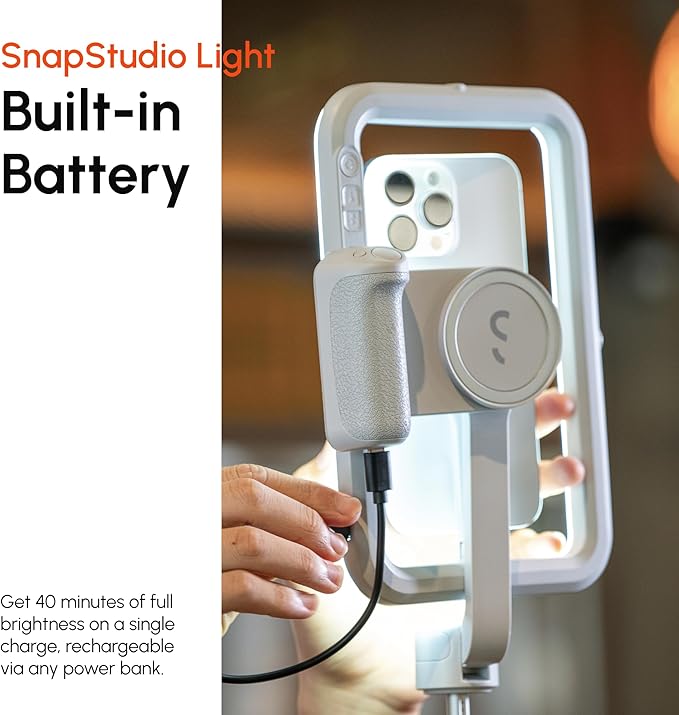 ShiftCam SnapStudio Light - Magnetic LED Ring Light with Adjustable Brightness, AdjustableTemperature, USB-C Charging, MagSafe Compatibility - Ideal for Vlogging and Mobile Photography (Stone)