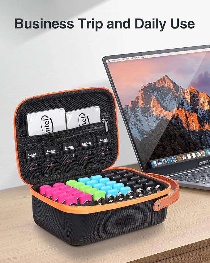 Luxtude Flash Drive Case with Labels, USB Storage Case, 49 Slots Thumb Drive Cases, USB Organizer Cases for Samsung,for Sandisk, Memory Stick, Medium