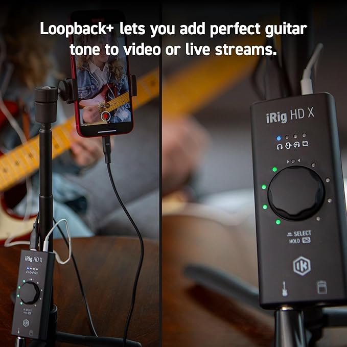 IK Multimedia iRig HD X Guitar Audio Interface - 96 kHz Music Recording, 24-bit, For iPhone, iPad, Mac, iOS, And PC With Lightning Cable, USB-C, Guitar Accessories, Recording Studio Equipment