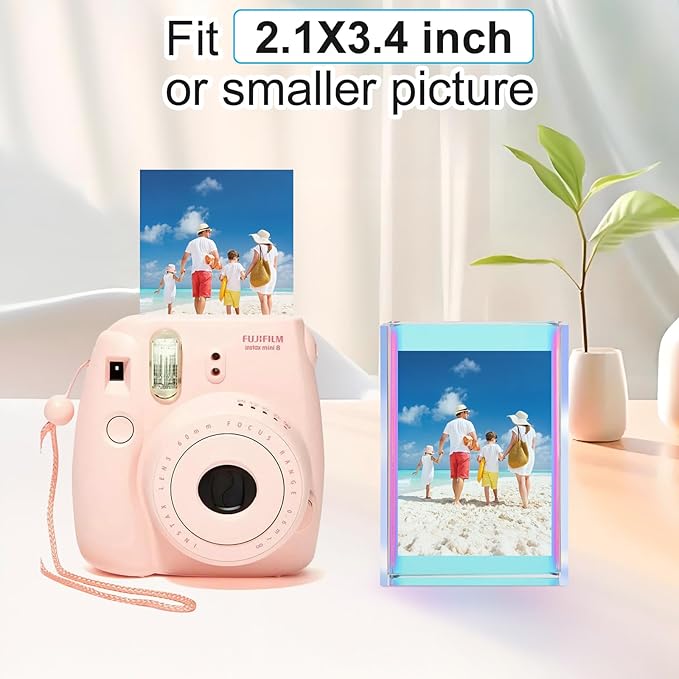 Bolidery Polaroid Picture Frame 2x3, Freestanding Sliding Iridescent Acrylic Picture Frames, Instax Mini Film Photo Frames for Desktop Tabletop- 3 Pack