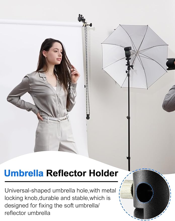 Selens Photography Reflector Clamp Holder Speedlite Hot Shoe Bracket with 1/4" & 3/8" Screw Mount with Photo Studio Light Stand, Lighting Umbrella Reflector