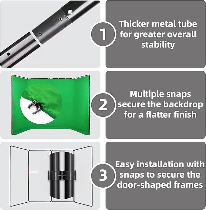 7.87ft x 13.12ft Green Screen Backdrop Kit with Stand, Adjustable Background with Heavy Duty Stand, Large Collapsible Backdrop for Studio Photography, Video Shooting, Live Streaming, Gaming