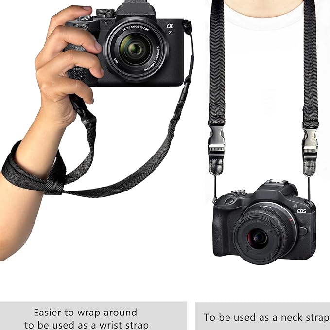 Camera Neck Straps Thin,Binoculars Strap with Quick Release Buckle,Washable,Nylon Camera lanyard,Black,39 Inch